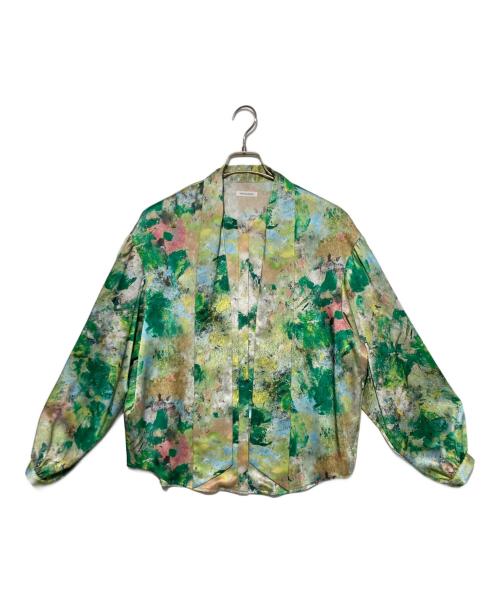 HERALBONY（ヘラルボニー）HERALBONY (ヘラルボニー) ボウタイブラウス「旅行」 グリーン サイズ:FREEの古着・服飾アイテム