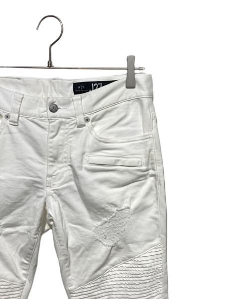 ARMANI EXCHANGE（アルマーニ エクスチェンジ）ARMANI EXCHANGE (アルマーニ エクスチェンジ) バイカーパンツ ホワイト サイズ:27の古着・服飾アイテム