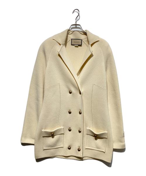 GUCCI（グッチ）GUCCI (グッチ) ダブルボタンパワショルニットジャケット アイボリー サイズ:Lの古着・服飾アイテム