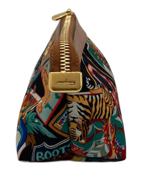 Salvatore Ferragamo（サルヴァトーレ フェラガモ）Salvatore Ferragamo (サルヴァトーレ フェラガモ) 総柄ガンチーニポーチ ブラック×ブラウンの古着・服飾アイテム