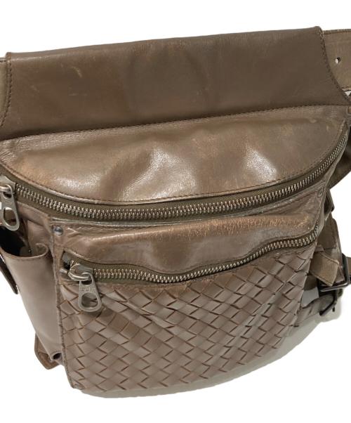 BOTTEGA VENETA（ボッテガベネタ）BOTTEGA VENETA (ボッテガベネタ) イントレチャートレザーウエストポーチ ブラウンの古着・服飾アイテム
