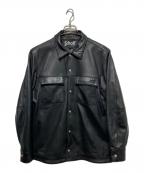 Schottショット）の古着「LAMB LEATHER PATCH POCKET LS SHIRT」｜ブラック