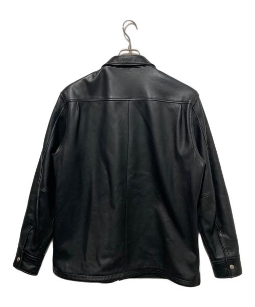 Schott（ショット）Schott (ショット) LAMB LEATHER PATCH POCKET LS SHIRT ブラック サイズ:XLの古着・服飾アイテム