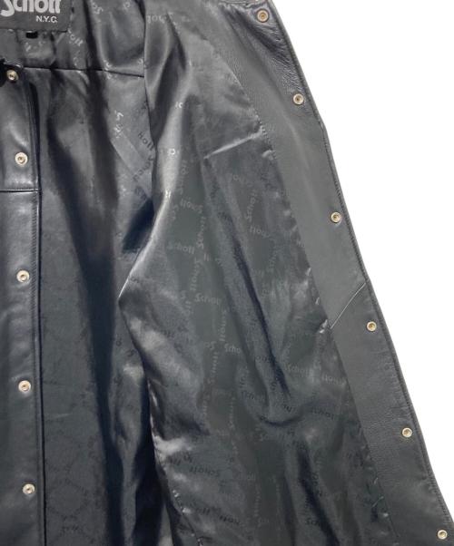 Schott（ショット）Schott (ショット) LAMB LEATHER PATCH POCKET LS SHIRT ブラック サイズ:XLの古着・服飾アイテム