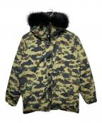 A BATHING APEア ベイシング エイプ）の古着「1ST CAMO FUR DOWN HOODIE JACKET N-3B」｜グリーン×ブラック