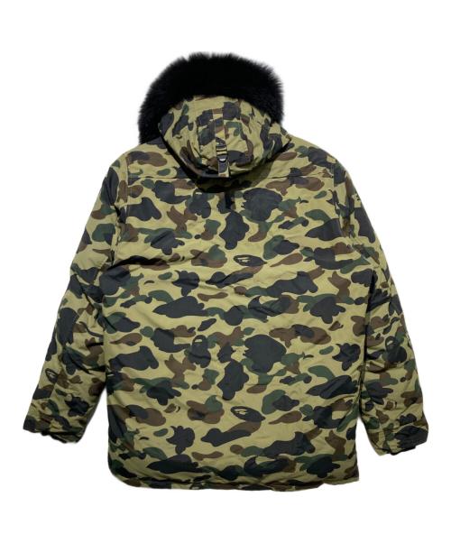 A BATHING APE（ア ベイシング エイプ）A BATHING APE (ア ベイシング エイプ) 1ST CAMO FUR DOWN HOODIE JACKET N-3B グリーン×ブラック サイズ:XLの古着・服飾アイテム