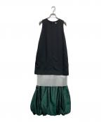 UN3D.アンスリード）の古着「バルーンレイヤードワンピース」｜ブラック×グリーン