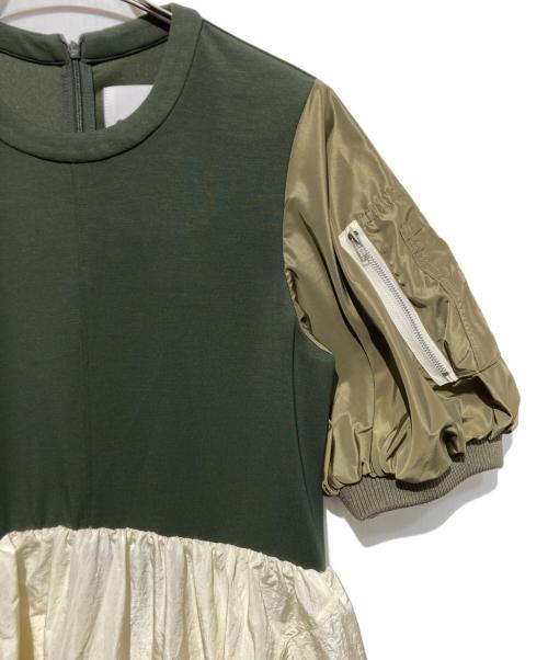 OMMO（オーエムエムオー）OMMO (オーエムエムオー) MA-1 HALF SLEEVE DOCKING OP カーキ×ホワイト サイズ:38の古着・服飾アイテム