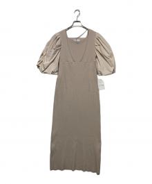 CELFORD（セルフォード）の古着「ボリューム袖ニットタイトワンピース」｜ベージュ