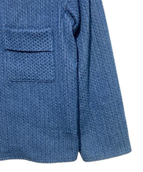 STUDIO DOE（スタジオドゥ）STUDIO DOE (スタジオドゥ) ボーイッシュラウンドネックデニムツイードジャケット ブルー サイズ:Ｍの古着・服飾アイテム