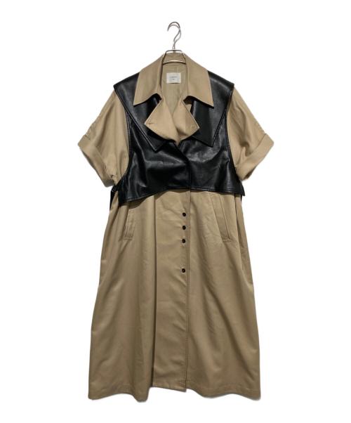 Ameri（アメリ）AMERI (アメリ) TRENCH MULTI WAY LONG VEST ブラック×ベージュ サイズ:Mの古着・服飾アイテム