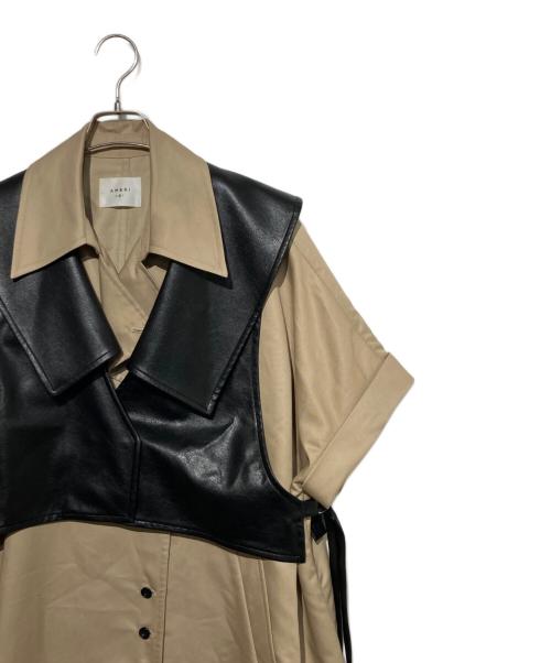 Ameri（アメリ）AMERI (アメリ) TRENCH MULTI WAY LONG VEST ブラック×ベージュ サイズ:Mの古着・服飾アイテム