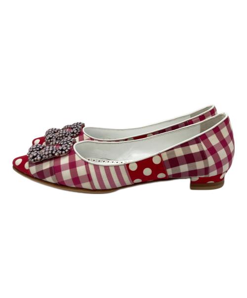 Manolo Blahnik（マノロブラニク）Manolo Blahnik (マノロブラニク) HANGISI フラットシューズ ピンク サイズ:35の古着・服飾アイテム