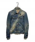 Hysteric Glamourヒステリックグラマー）の古着「LOVE BUZZスパンコール刺繍 右綾ストレッチタイトGジャン」｜インディゴ