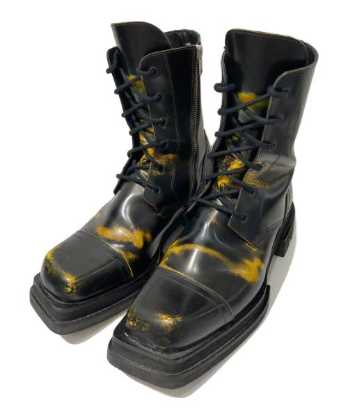 JORDANLUCA（ジョーダンルカ）JORDANLUCA (ジョーダンルカ) レースアップブーツ ブラック×イエロー サイズ:41の古着・服飾アイテム