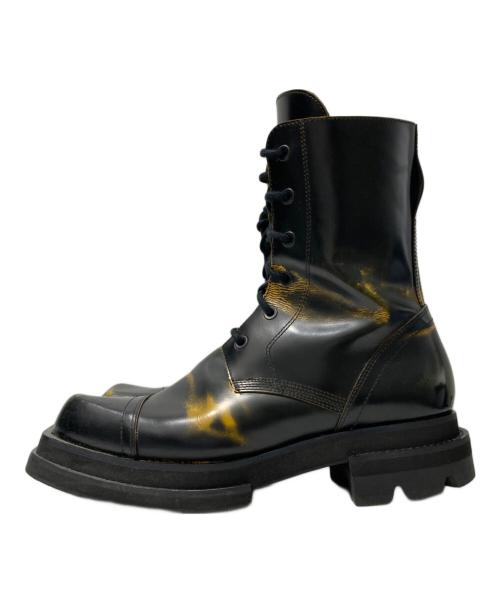 JORDANLUCA（ジョーダンルカ）JORDANLUCA (ジョーダンルカ) レースアップブーツ ブラック×イエロー サイズ:41の古着・服飾アイテム
