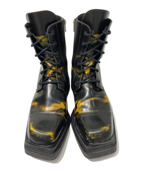 JORDANLUCA（ジョーダンルカ）JORDANLUCA (ジョーダンルカ) レースアップブーツ ブラック×イエロー サイズ:41の古着・服飾アイテム