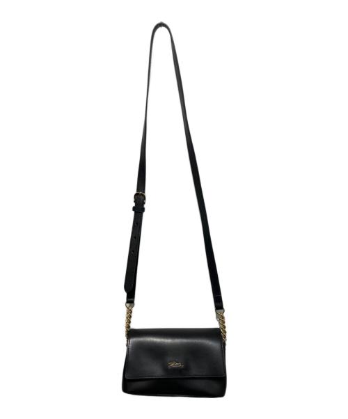 LONGCHAMP（ロンシャン）LONGCHAMP (ロンシャン) フラップレザーショルダーバッグ ブラックの古着・服飾アイテム