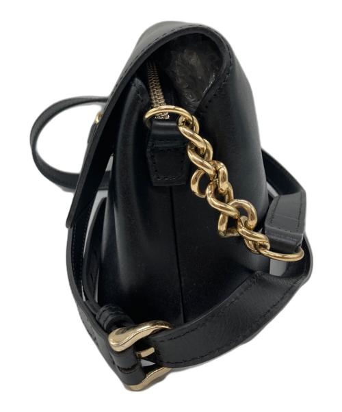 LONGCHAMP（ロンシャン）LONGCHAMP (ロンシャン) フラップレザーショルダーバッグ ブラックの古着・服飾アイテム