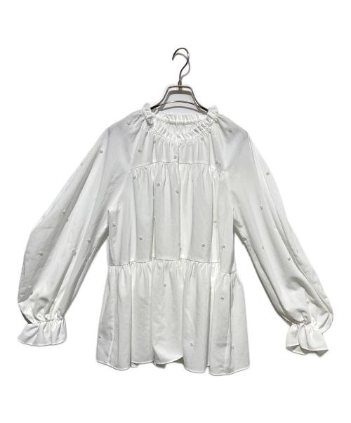 MUVEIL（ミュベール）MUVEIL (ミュベール) パール装飾ブラウス ホワイト サイズ:36の古着・服飾アイテム