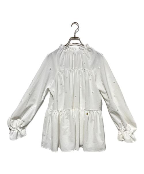 MUVEIL（ミュベール）MUVEIL (ミュベール) パール装飾ブラウス ホワイト サイズ:36の古着・服飾アイテム