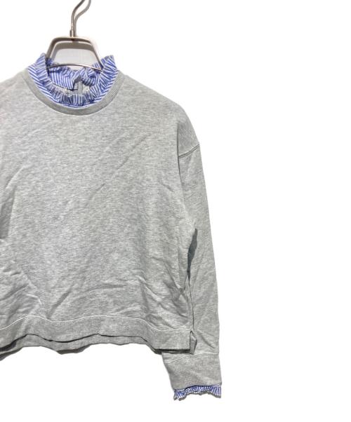 23区（ニジュウサンク）23区 (ニジュウサンク) 【洗える】クリアコットンテリー ストライプフリルスウェット グレー サイズ:32の古着・服飾アイテム