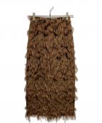 outersunsetアウターサンセット）の古着「フリンジスカート」｜ブラック×ブラウン