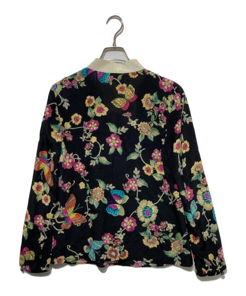 RED VALENTINO（レッドヴァレンティノ）RED VALENTINO (レッドヴァレンティノ) 総柄ブラウス ブラック×グリーン サイズ:38の古着・服飾アイテム