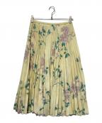 RED VALENTINOレッドヴァレンティノ）の古着「フローラルプリーツスカート」｜イエロー