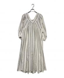 gelato pique（ジェラートピケ）の古着「ガーゼライクワンピース」｜ホワイト×ブラウン