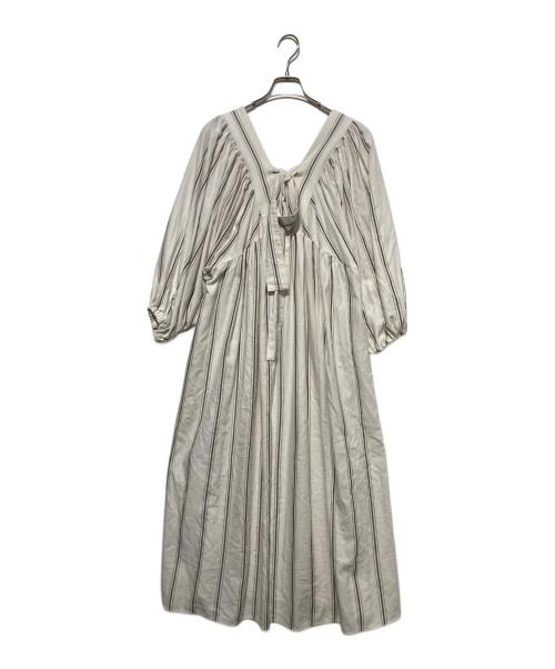 gelato pique（ジェラートピケ）gelato pique (ジェラートピケ) ガーゼライクワンピース ホワイト×ブラウン サイズ:Freeの古着・服飾アイテム