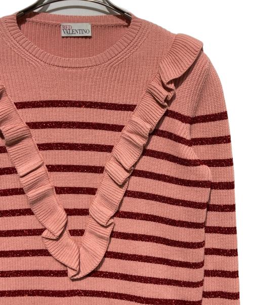 RED VALENTINO（レッドヴァレンティノ）RED VALENTINO (レッドヴァレンティノ) フリル トリムニット ピンク サイズ:XSの古着・服飾アイテム