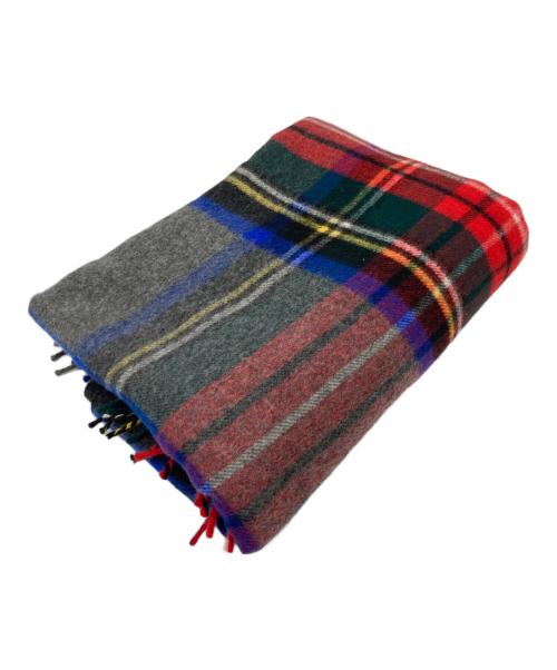 JOHNSTONS OF ELGIN（ジョンストンズオブエルガン）JOHNSTONS OF ELGIN (ジョンストンズオブエルガン) 大判カシミヤチェックストール グレー×レッドの古着・服飾アイテム