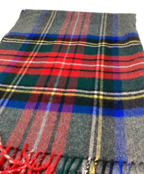 JOHNSTONS OF ELGIN（ジョンストンズオブエルガン）JOHNSTONS OF ELGIN (ジョンストンズオブエルガン) 大判カシミヤチェックストール グレー×レッドの古着・服飾アイテム
