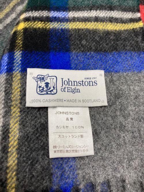 JOHNSTONS OF ELGIN（ジョンストンズオブエルガン）JOHNSTONS OF ELGIN (ジョンストンズオブエルガン) 大判カシミヤチェックストール グレー×レッドの古着・服飾アイテム