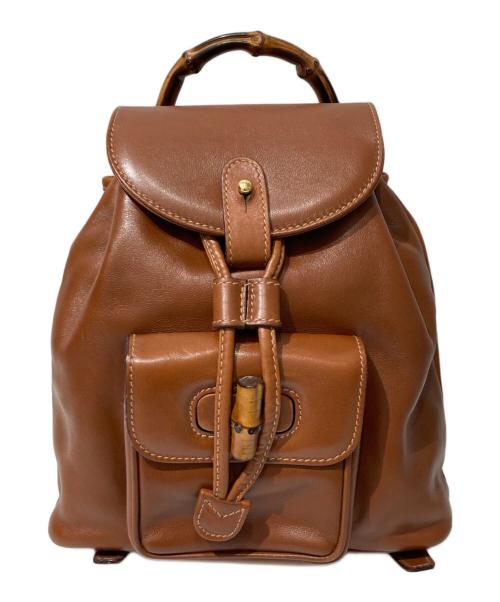 GUCCI（グッチ）GUCCI (グッチ) バンブーレザーバックパック ブラウンの古着・服飾アイテム