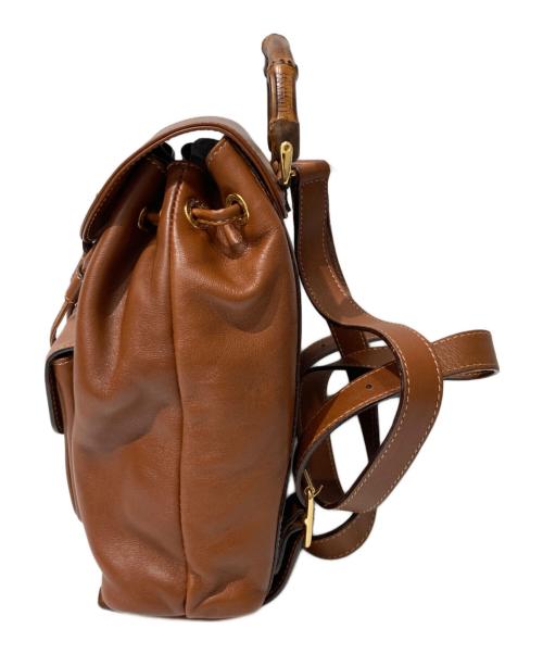 GUCCI（グッチ）GUCCI (グッチ) バンブーレザーバックパック ブラウンの古着・服飾アイテム