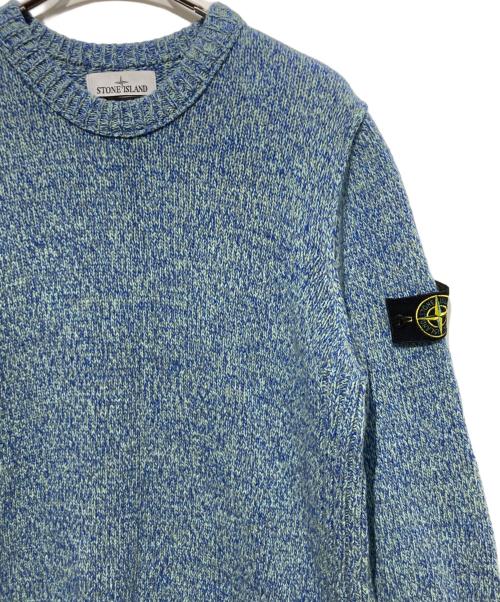STONE ISLAND（ストーンアイランド）STONE ISLAND (ストーンアイランド) Moulie Lambswool Knit ブルー×グリーン サイズ:Ｌの古着・服飾アイテム