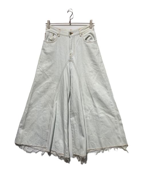 MM6 Maison Margiela（エムエムシックスメゾンマルジェラ）MM6 Maison Margiela (エムエムシックスメゾンマルジェラ) ブリーチデニムワイドパンツ ブルー サイズ:36の古着・服飾アイテム