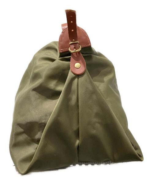 IL BISONTE（イル ビゾンテ）IL BISONTE (イル ビゾンテ) ナイロンレザーショルダーバッグ グリーン×ブラウンの古着・服飾アイテム
