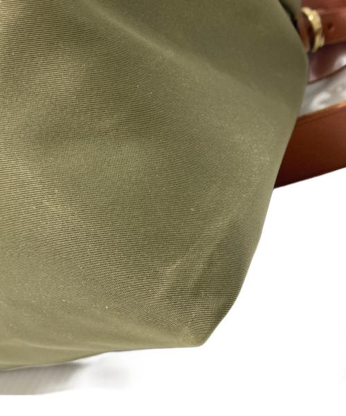 IL BISONTE（イル ビゾンテ）IL BISONTE (イル ビゾンテ) ナイロンレザーショルダーバッグ グリーン×ブラウンの古着・服飾アイテム