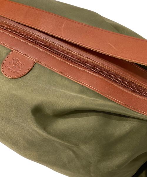 IL BISONTE（イル ビゾンテ）IL BISONTE (イル ビゾンテ) ナイロンレザーショルダーバッグ グリーン×ブラウンの古着・服飾アイテム