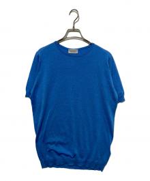 JOHN SMEDLEY（ジョンスメドレー）の古着「半袖ニット」｜ブルー