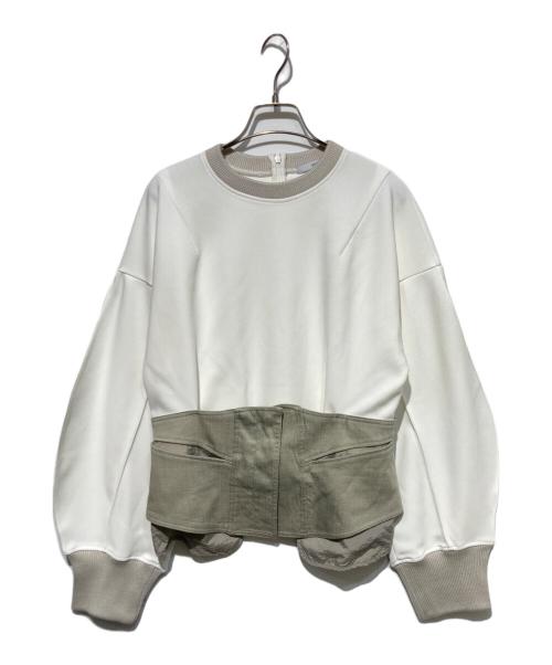 UN3D.（アンスリード）UN3D. (アンスリード) CORSET DETAIL TOP ホワイト×カーキ サイズ:38の古着・服飾アイテム