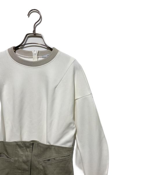 UN3D.（アンスリード）UN3D. (アンスリード) CORSET DETAIL TOP ホワイト×カーキ サイズ:38の古着・服飾アイテム