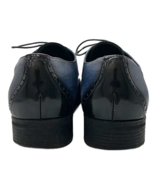LANVIN（ランバン）LANVIN (ランバン) ブラックシャイニーバイカラーコンビ オックスフォード ドレスシューズ ネイビー サイズ:26cmの古着・服飾アイテム