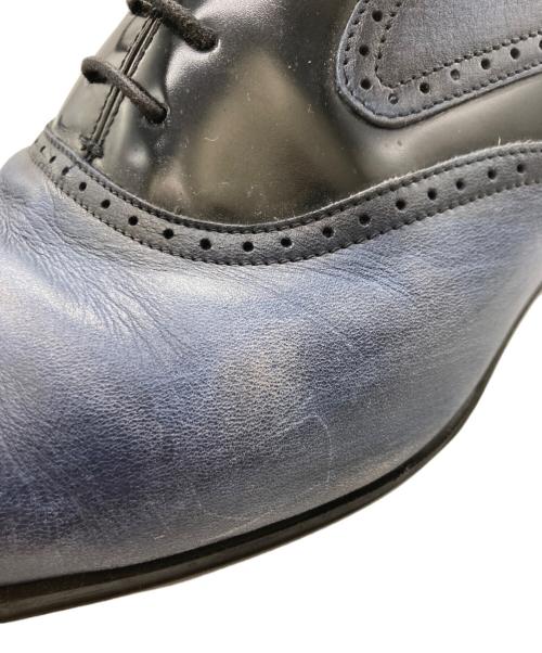 LANVIN（ランバン）LANVIN (ランバン) ブラックシャイニーバイカラーコンビ オックスフォード ドレスシューズ ネイビー サイズ:26cmの古着・服飾アイテム