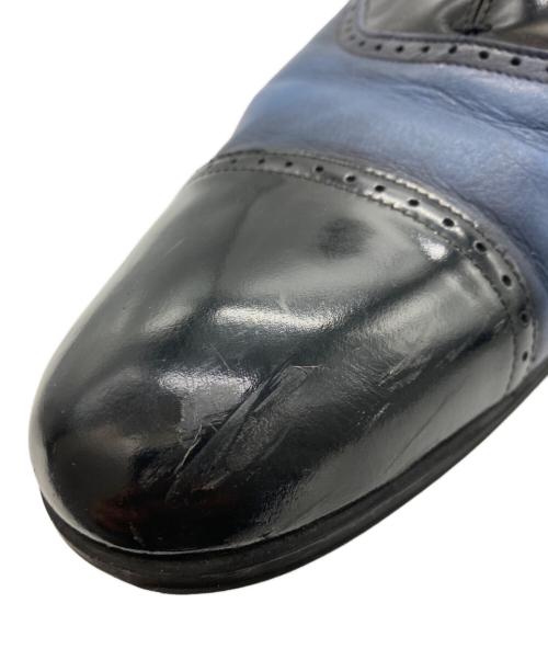 LANVIN（ランバン）LANVIN (ランバン) ブラックシャイニーバイカラーコンビ オックスフォード ドレスシューズ ネイビー サイズ:26cmの古着・服飾アイテム
