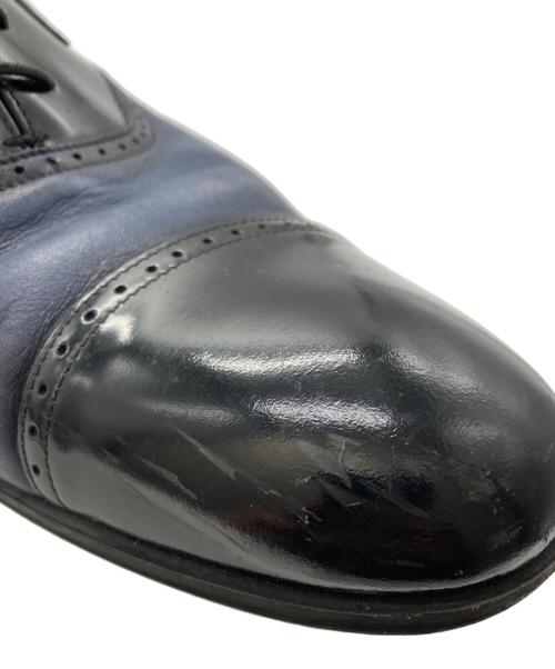 LANVIN（ランバン）LANVIN (ランバン) ブラックシャイニーバイカラーコンビ オックスフォード ドレスシューズ ネイビー サイズ:26cmの古着・服飾アイテム
