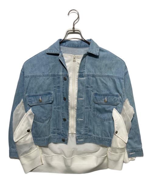 STUMBLY（スタンブリ―）STUMBLY (スタンブリ―) デニムオーガンジーコンビブルゾン ブルー サイズ:36の古着・服飾アイテム
